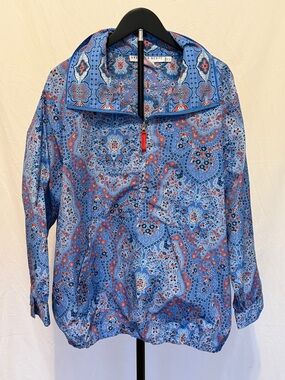 Gretchen Scott Blue Paisley Quarter-Zip Windbreaker | Excellent Condition